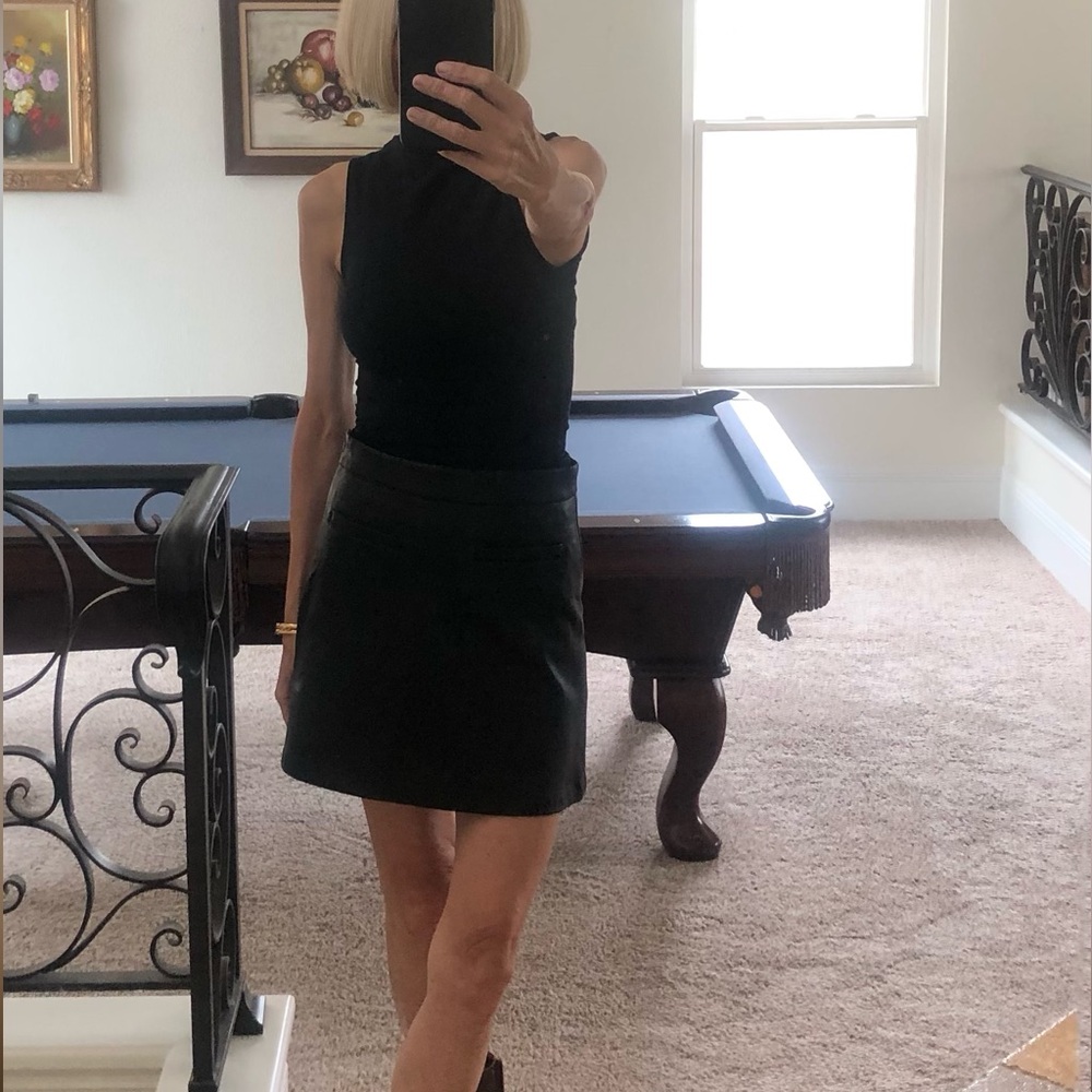 GAP - VEGAN LEATHER A-LINE MINI SKIRT + BLACK/KIDS SIZE 14/WOMEN’S SIZE 00